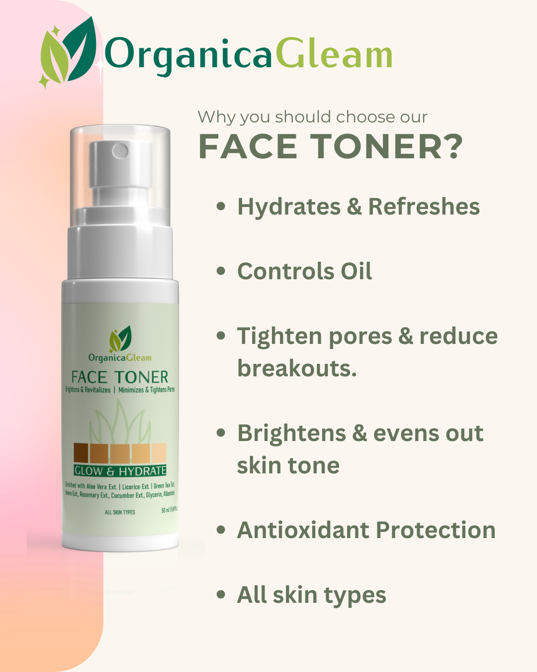 OrganicaGleam Glow & Hydrate Face Toner