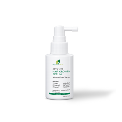 OrganicaGleam Hair Growth Serum for Men & Women | 5% Kopexil™, 4% AnaGain™, 3% Redensyl®, 3% Procapil™, 2% Baicapil™, 1% AQUAXYL™ | Advanced Scalp Therapy | Lightweight Leave-On Scalp Serum | All Hair Types | 30 ml